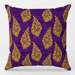 Purple Embroidered Dupioni Silk Cushion Cover