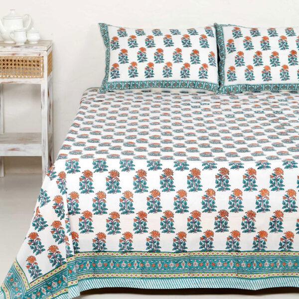 Canela Handblock Printed Cotton Bedsheet