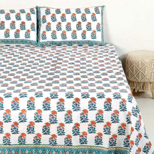 Canela Handblock Printed Cotton Bedsheet - Image 9