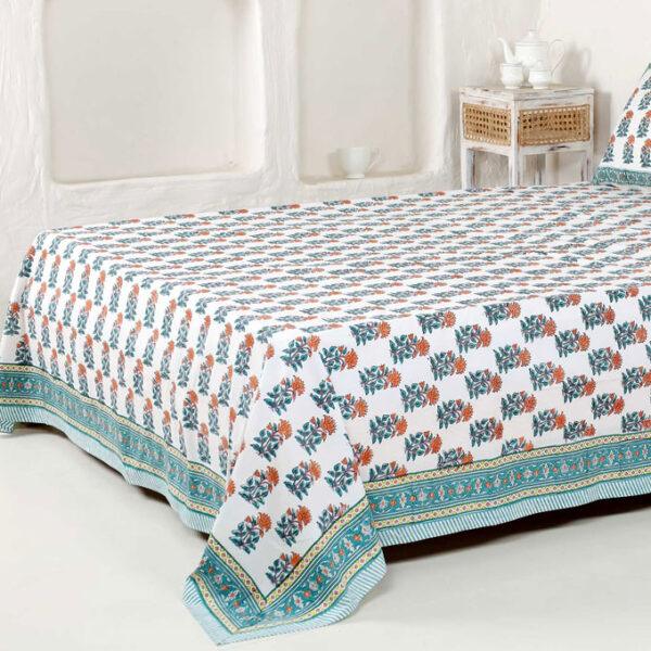 Canela Handblock Printed Cotton Bedsheet - Image 8