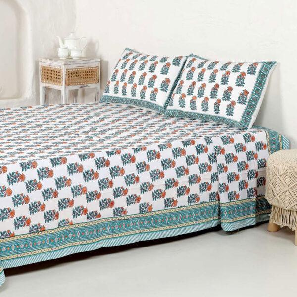 Canela Handblock Printed Cotton Bedsheet - Image 7