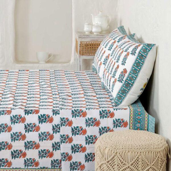 Canela Handblock Printed Cotton Bedsheet - Image 6
