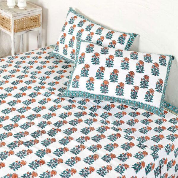 Canela Handblock Printed Cotton Bedsheet - Image 4