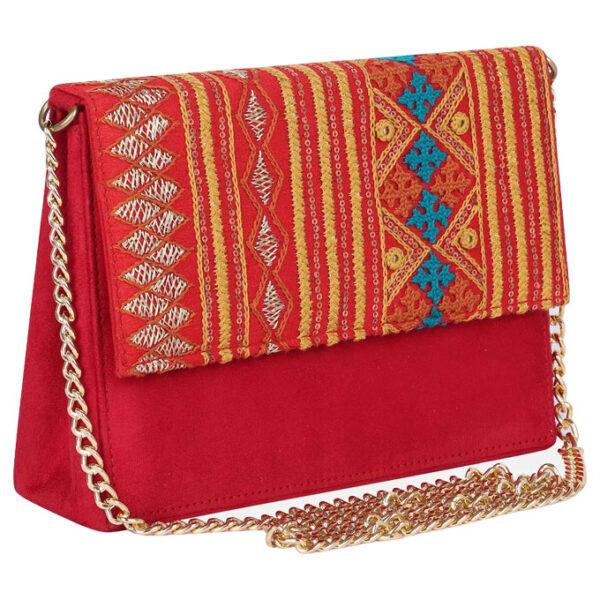 Red Embroidered Chosa Purse