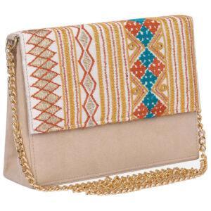 Beige Embroidered Chosa Purse