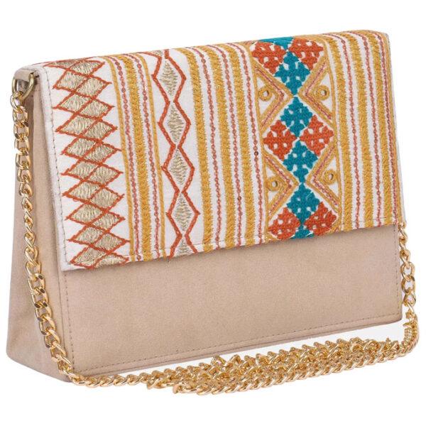 Beige Embroidered Chosa Purse