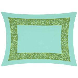 Pastel Green Printed Cotton Pillow Cover