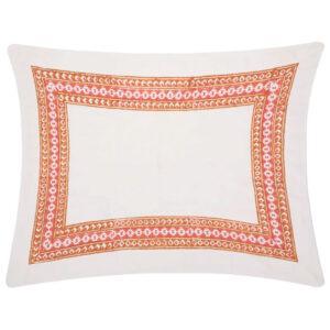 White Printed Cotton Pillow Cover