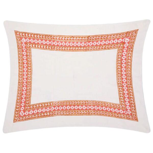 White Printed Cotton Pillow Cover