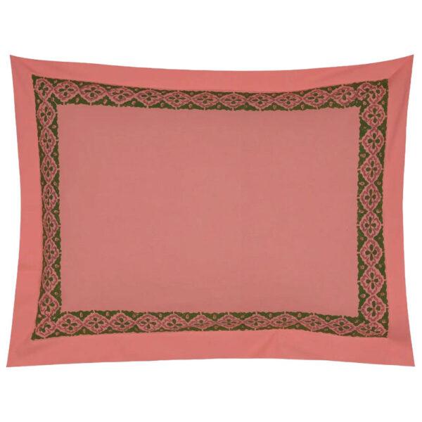 Pink Printed Cotton Pillow Cover