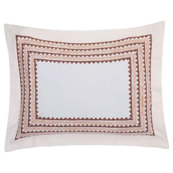 White Printed Cotton Pillow Cover