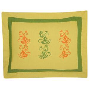 Mustard Printed Cotton Pillow Cover