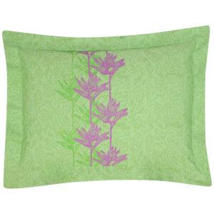 Green Printed Cotton Pillow Cover