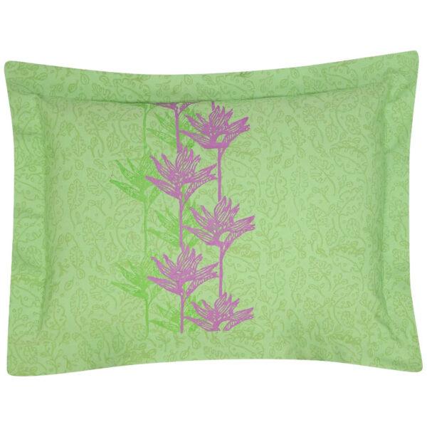 Green Printed Cotton Pillow Cover