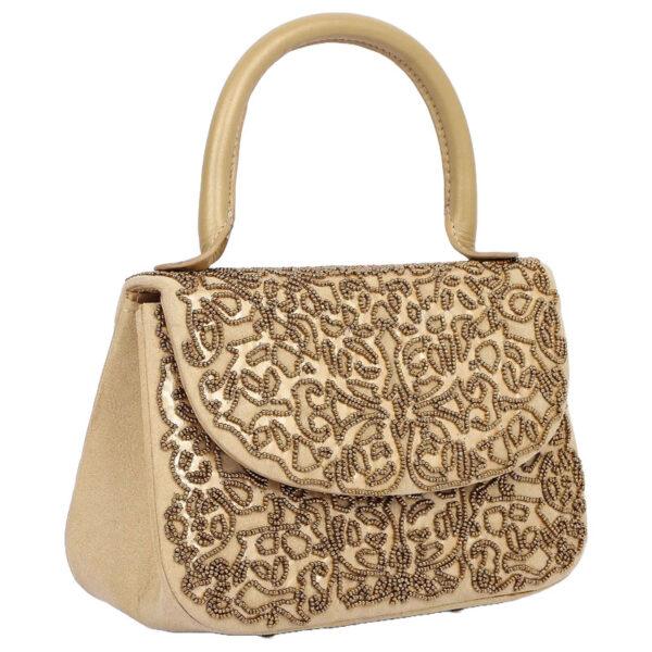 Golden Erri Embroidered Mixed Fabric Bag