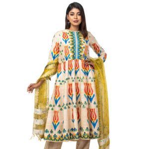 Ivory Brush Painted Heritage Series Panama Theme Shalwar Kameez