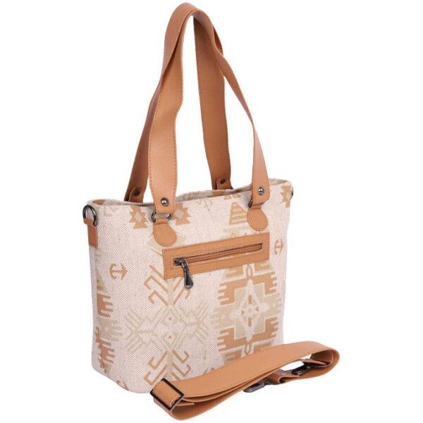Beige Printed Jute Cotton Bag