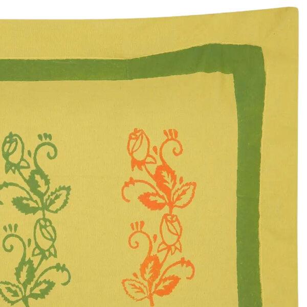 Mustard Printed Cotton Pillow Cover - Image 2