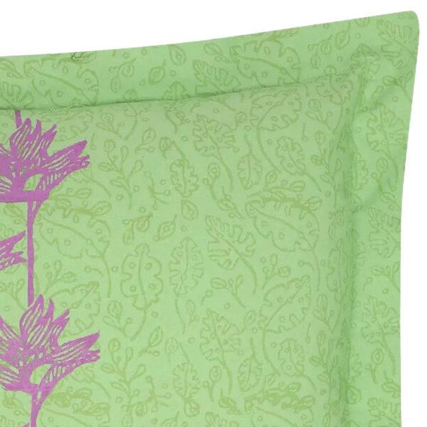 Green Printed Cotton Pillow Cover - Image 2