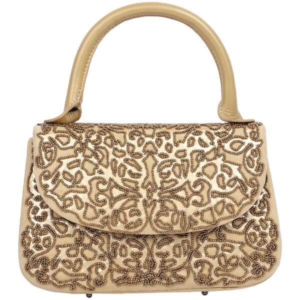 Golden Erri Embroidered Mixed Fabric Bag - Image 2