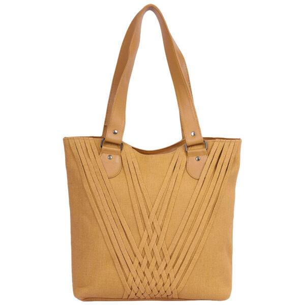 Khaki Jute Cotton Bag - Image 2
