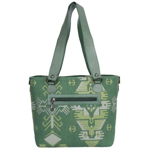Green Printed Jute Cotton Bag - Image 2