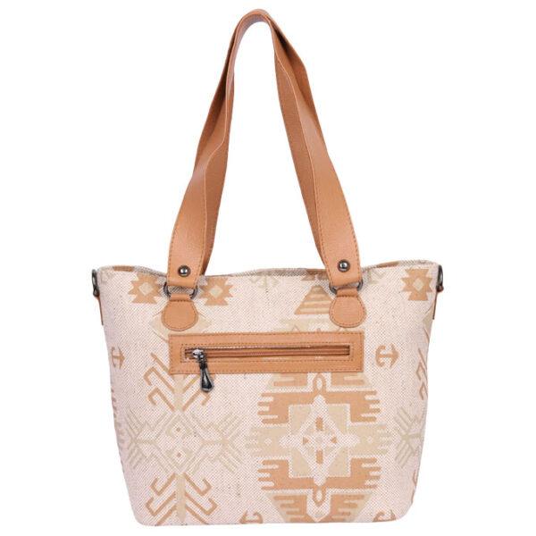 Beige Printed Jute Cotton Bag - Image 2