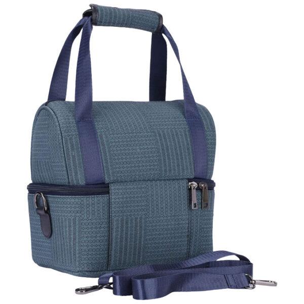 Teal Printed Fabric Lunch Bag