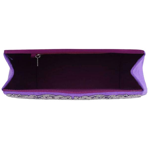 Purple Erri Embroidered Mixed Fabric Bag - Image 3