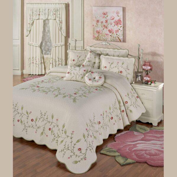 'NOORJAHAN' Posy Floral Oversized Quilted Bedspread Bedding