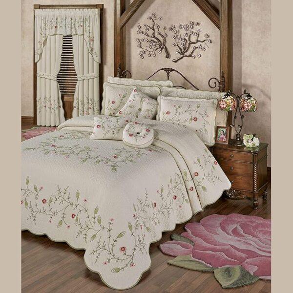 'NOORJAHAN' Posy Floral Oversized Quilted Bedspread Bedding - Image 2